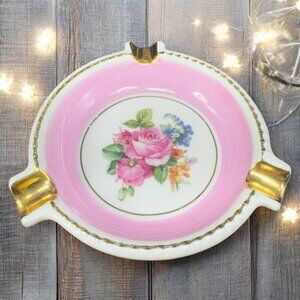 Vintage Schumann Arzberg Germany Dish Ashtray With An Antique Pink Floral Design